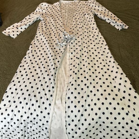 Reformation White and Black Polka Dot Midi Dress - Picture 4 of 7